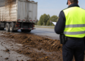 Camionero sancionado con $1 millón por verter abono en la vía pública