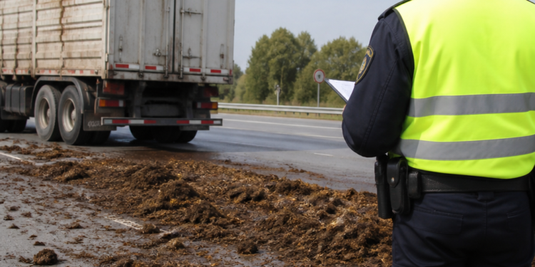 Camionero sancionado con $1 millón por verter abono en la vía pública