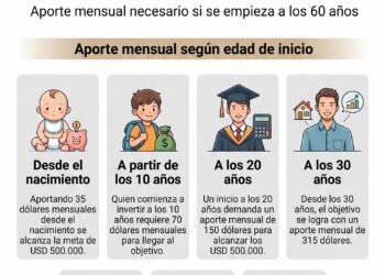 ¿Qué inversión mensual se requiere para jubilarse a los 65 años con USD 500.000 en ahorros?
