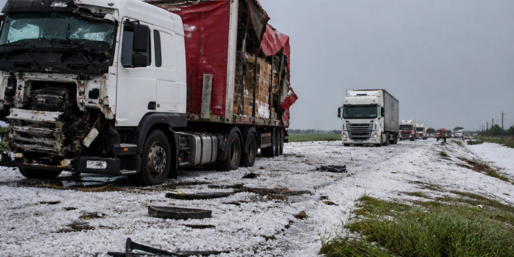 Furioso temporal con granizo en Santa Fe: heridos, severos daños y camiones varados en rutas provinciales